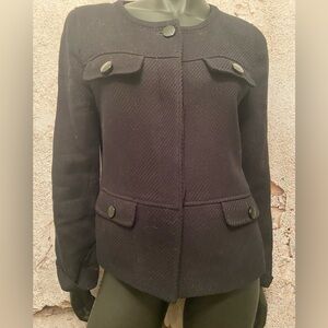 Talbots Black Cotton Short Buttoned Blazer